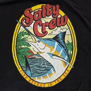 Salty Crew T Shirt Mens Large Black‎ Find Refuge in the Sea Graphic Tee